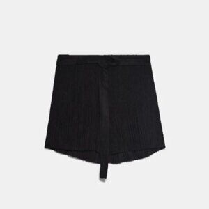 Zara Plissé Pleated High-Waisted Tie Shorts - Size L NWT